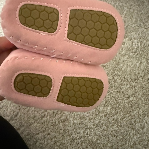 Pink Baby Booties with Fur Trim - Picture 3 of 4